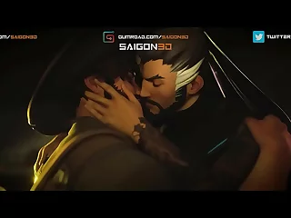 Hanzo and Cassidy's explosive chemistry ignites in a steamy anime intro. This NSFW Overwatch 2 SFM animation blends Japanese sensuality with Western cowboy charm, promising an unforgettable experience.