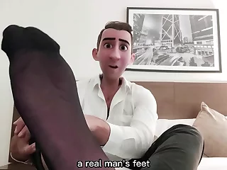 Step into a hotel room with a mature gay man, his white shirt and black sheers accentuating his uncircumcised masterpiece. Join him in a foot fetish encounter, leading to mutual masturbation and climax.