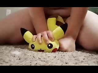 Soloboy revels in his kink, humping a Pikachu plushy on a pillow, stroking and grinding. His excitement grows, culminating in a hot load on the soft toy.