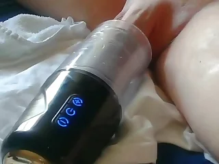 Steamy solo session with a kinky Asian guy in stockings, using a sex toy to stroke his hard dick. He mouths the toy, then blows it, before shooting a creamy load.